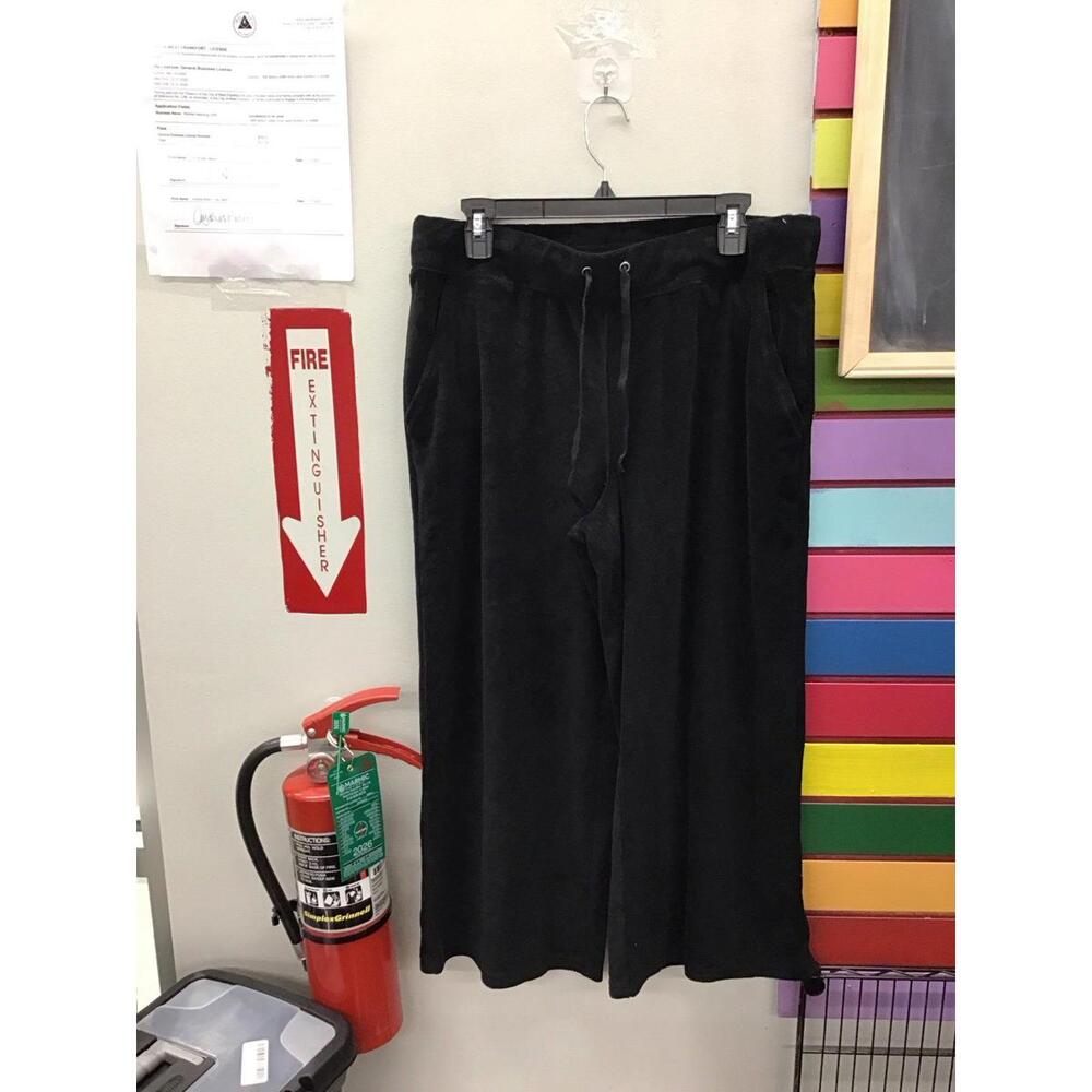 Martha Stewart signature French terry pull on pants size large black new HSN